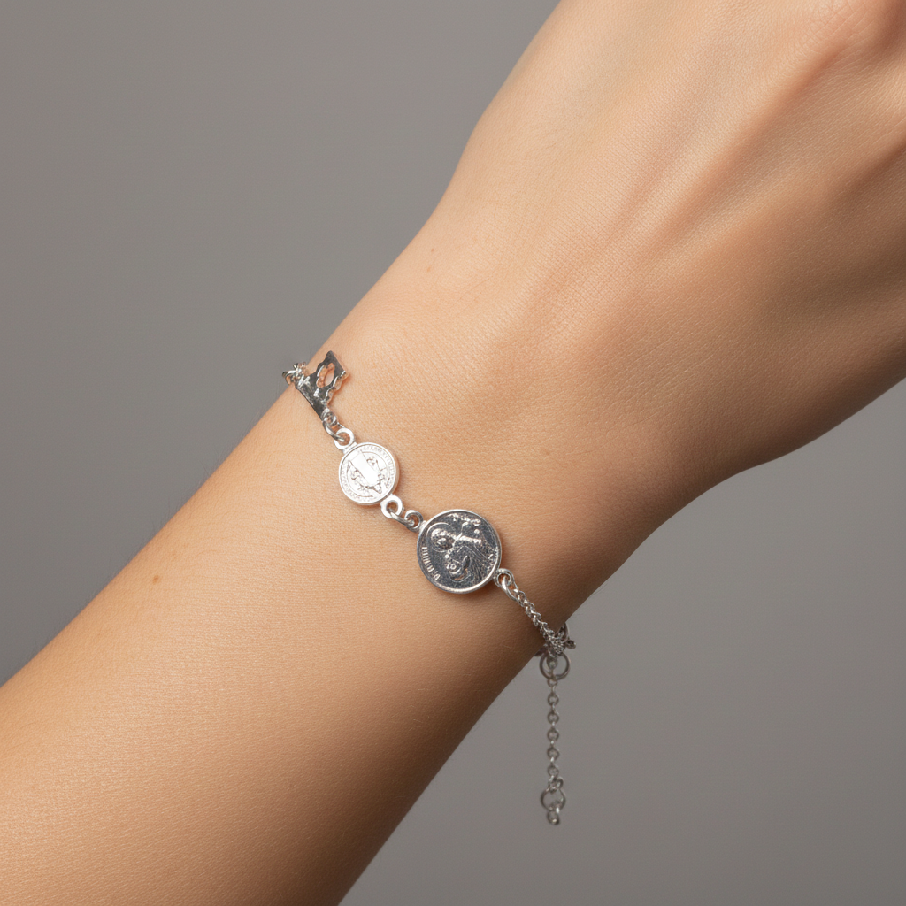 pulsera doble protección llave San Benito y San judas Tadeo