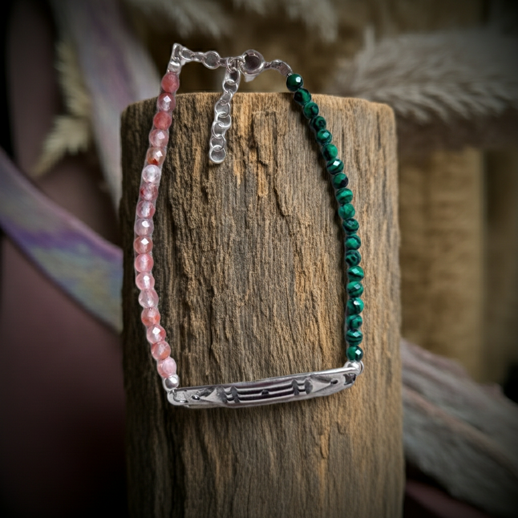 Pulsera Atlante Malaquita y Cornalina