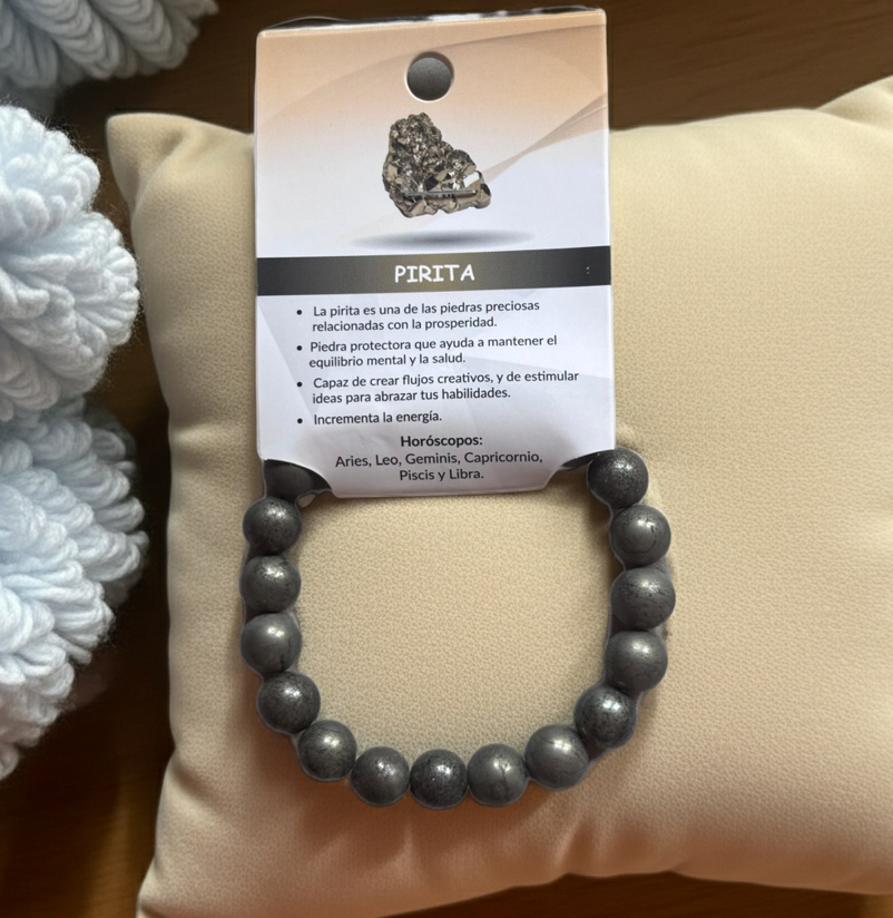 pulsera hombre pirita natural 10mm