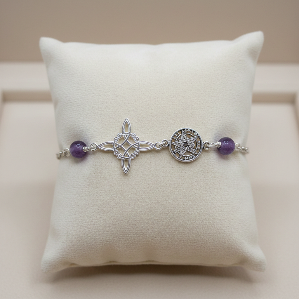 Pulsera amuleto doble protección con amatista