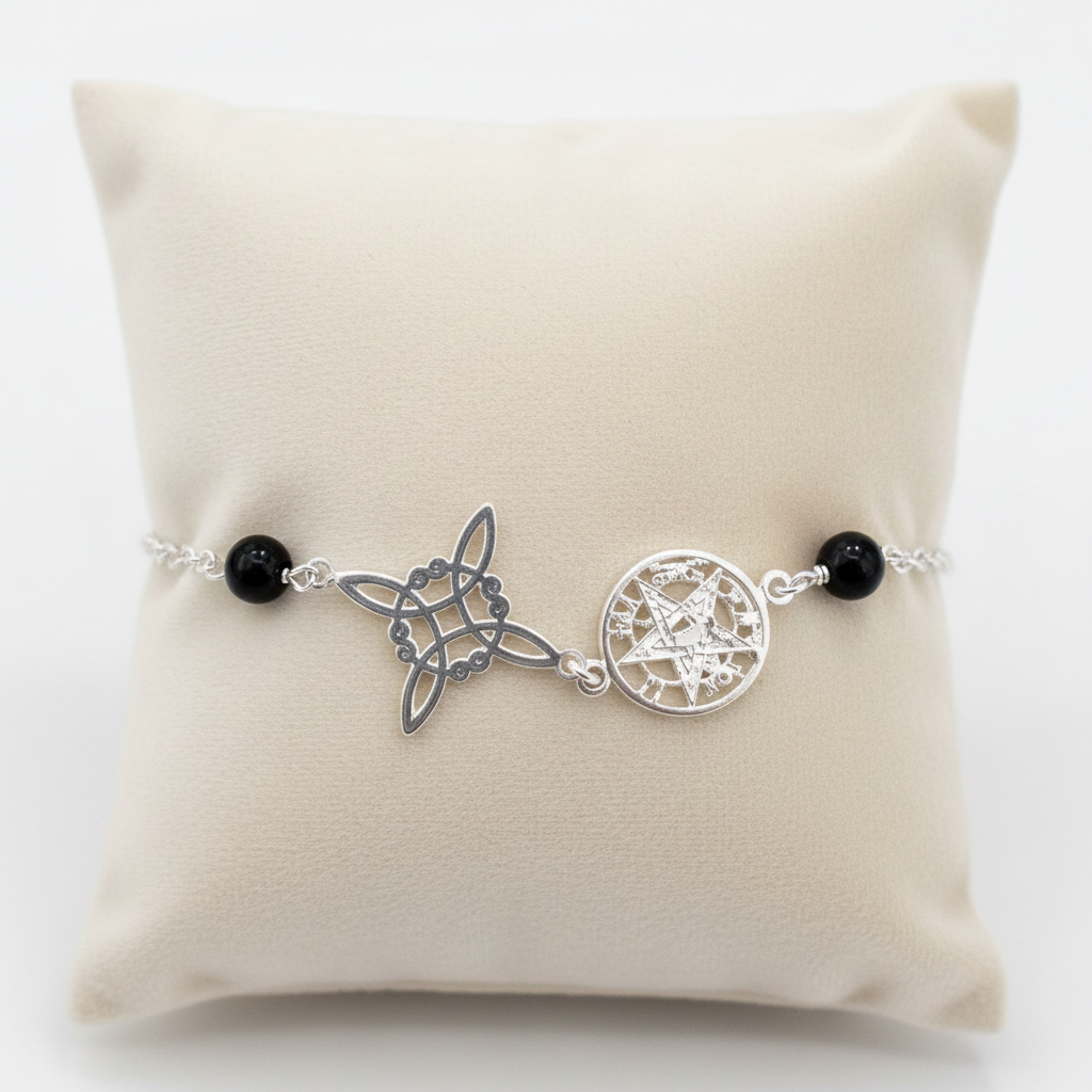 Pulsera amuleto doble protección con ónix