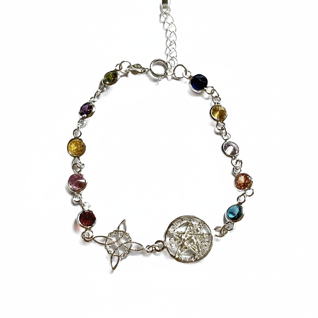 Pulsera amuleto doble protección con circonitas