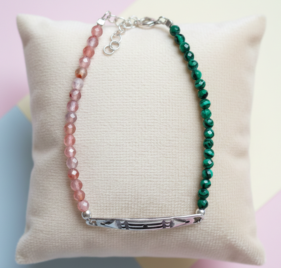 Pulsera Atlante Malaquita y Cornalina