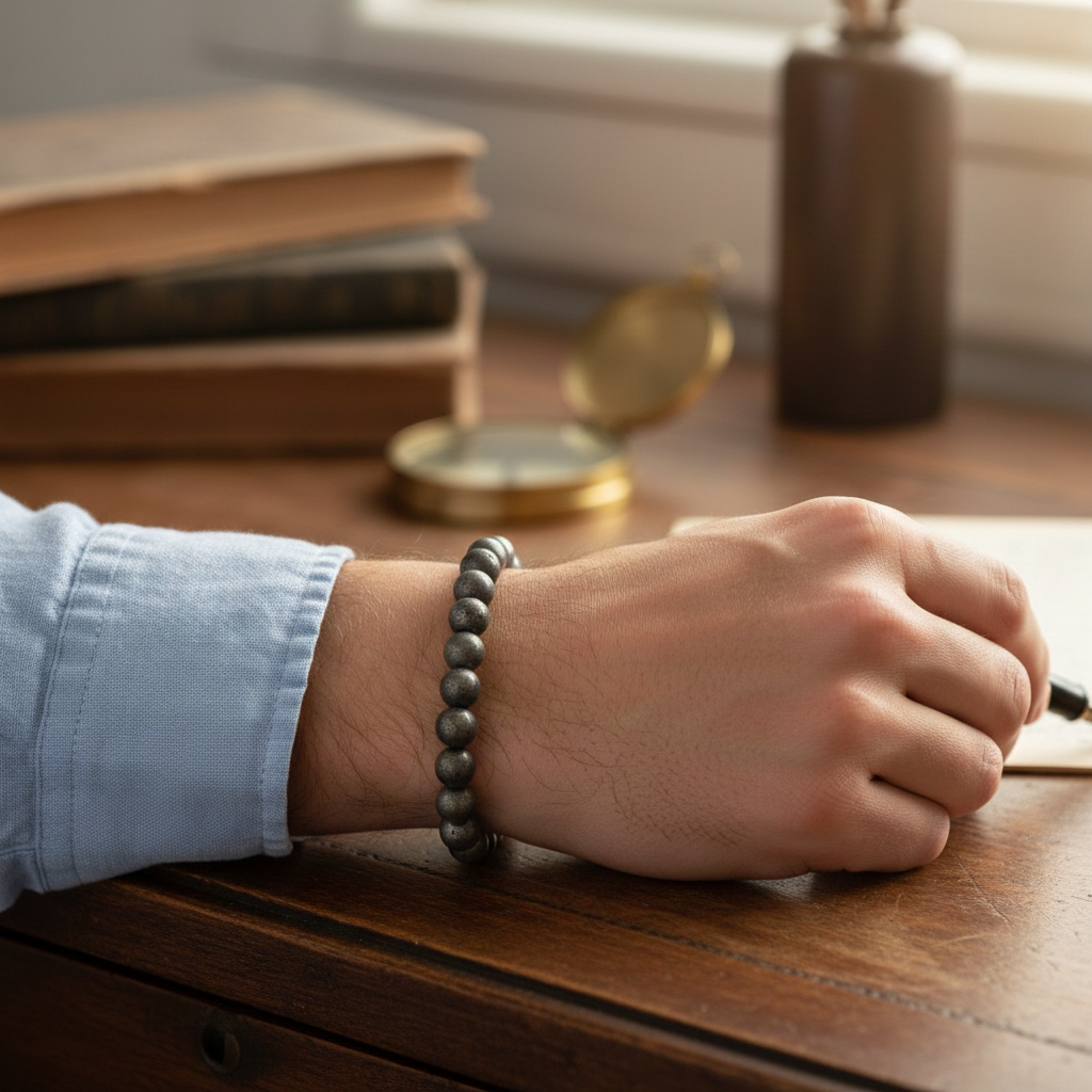 pulsera hombre pirita natural 10mm