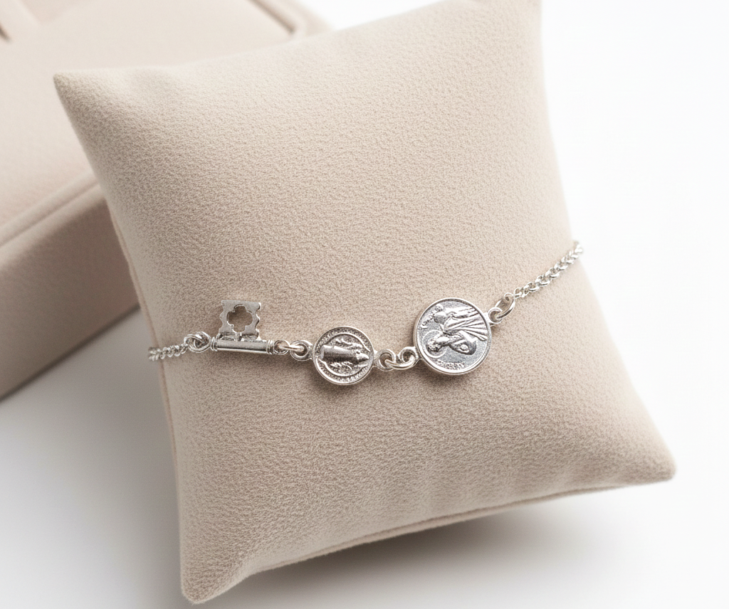 pulsera doble protección llave San Benito y San judas Tadeo