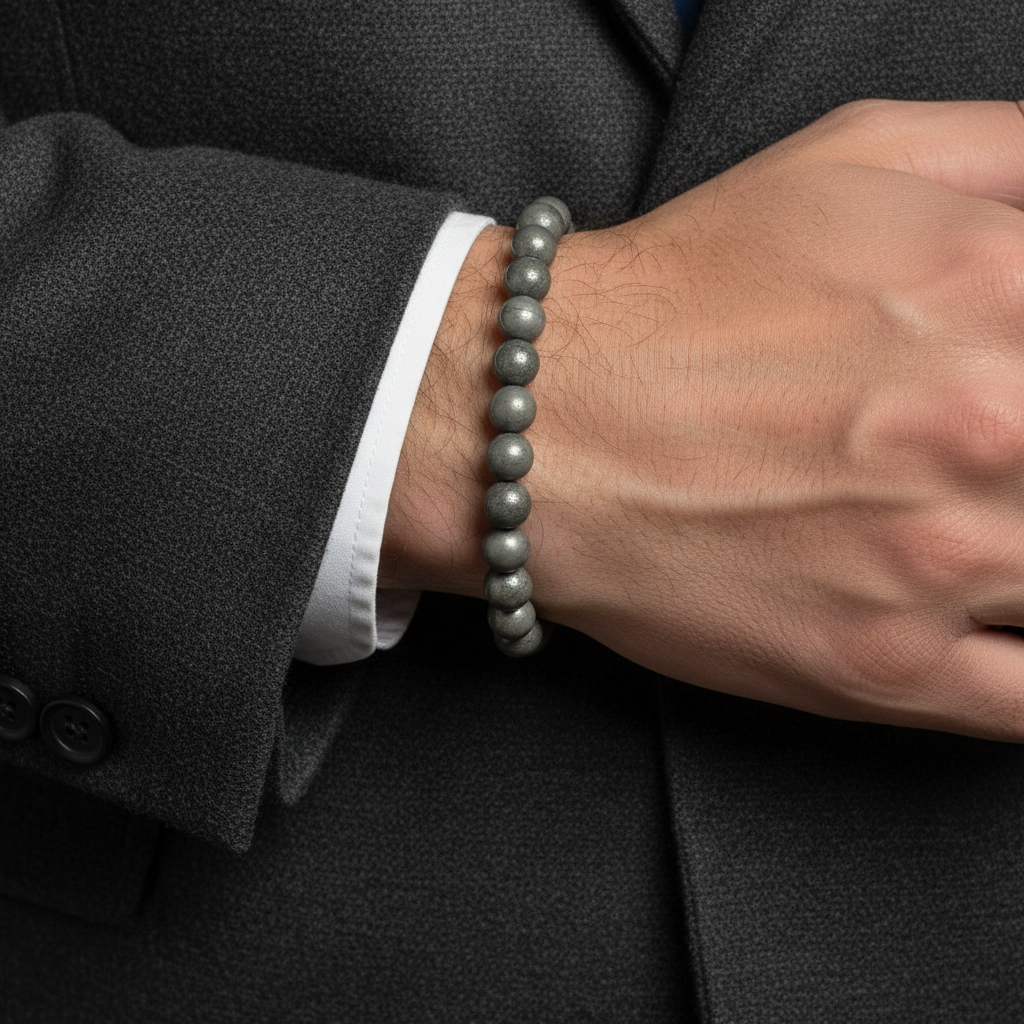 pulsera hombre pirita natural 10mm