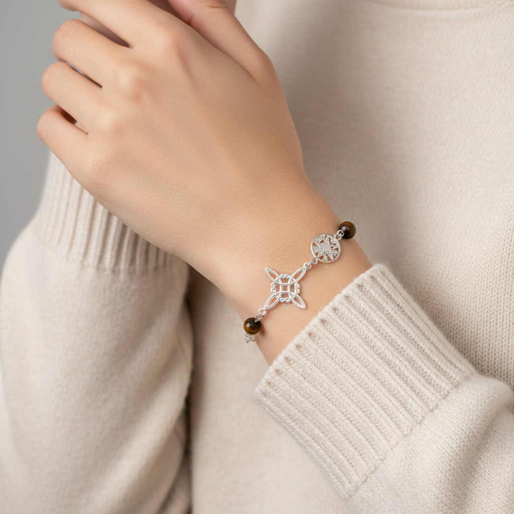 Pulsera amuleto doble protección con ojo de tigre