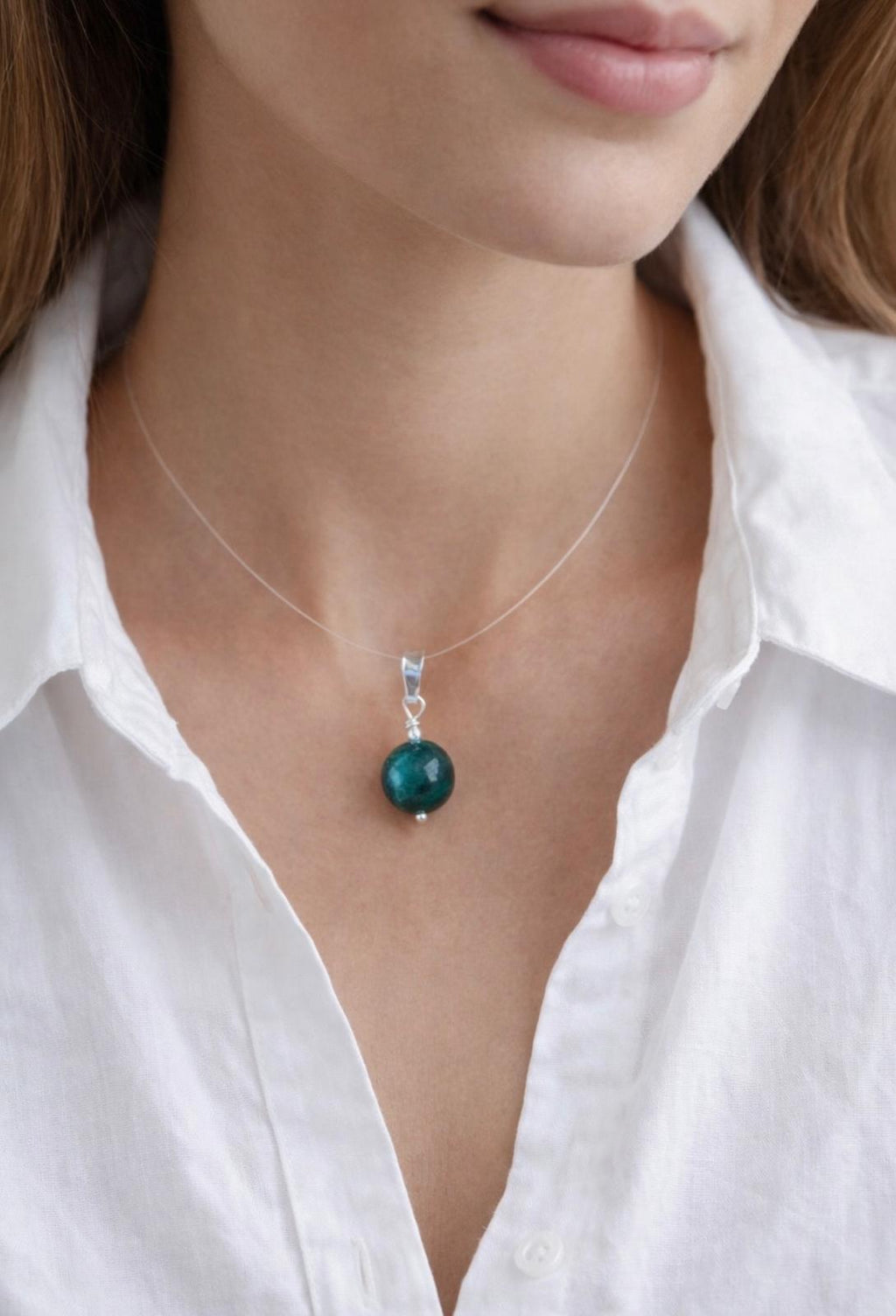 collar piedra bola malaquita