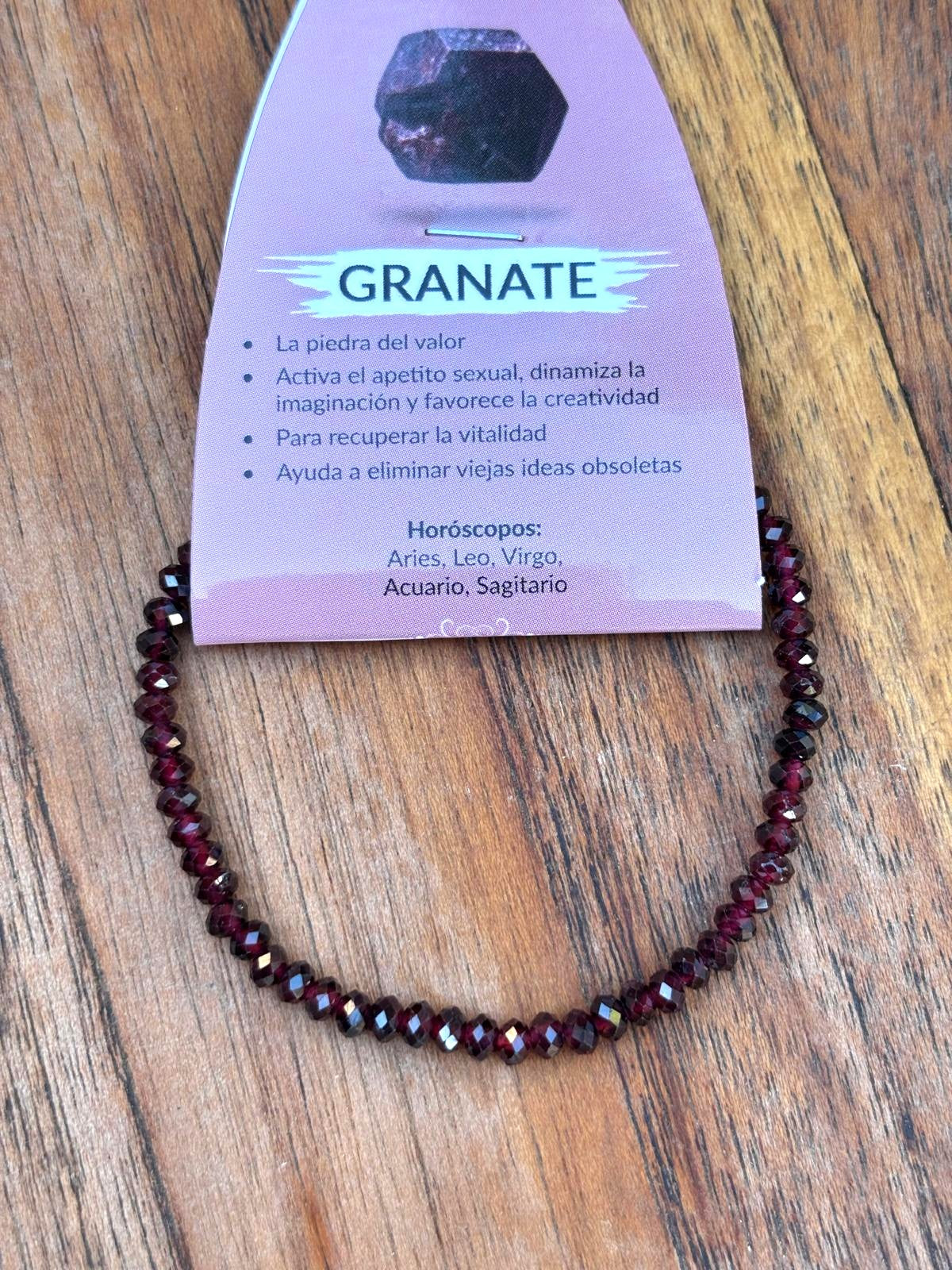 pulsera facetada granate