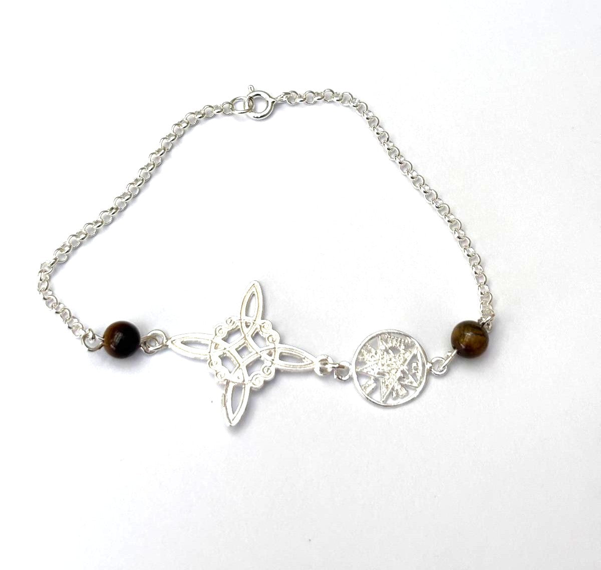 Pulsera amuleto doble protección con ojo de tigre