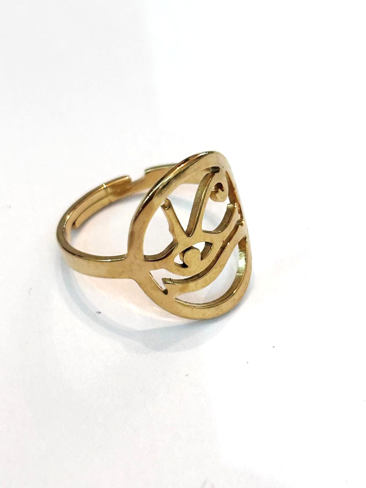 anillo ajustable ojo de Horus ( acero inoxidable dorado)