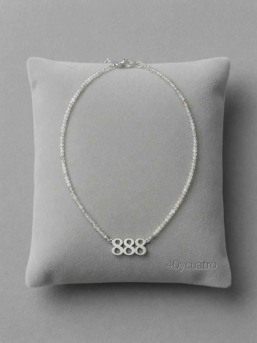 Collar cuarzo y citrino con número de ángel 888 (abundancia y éxito)