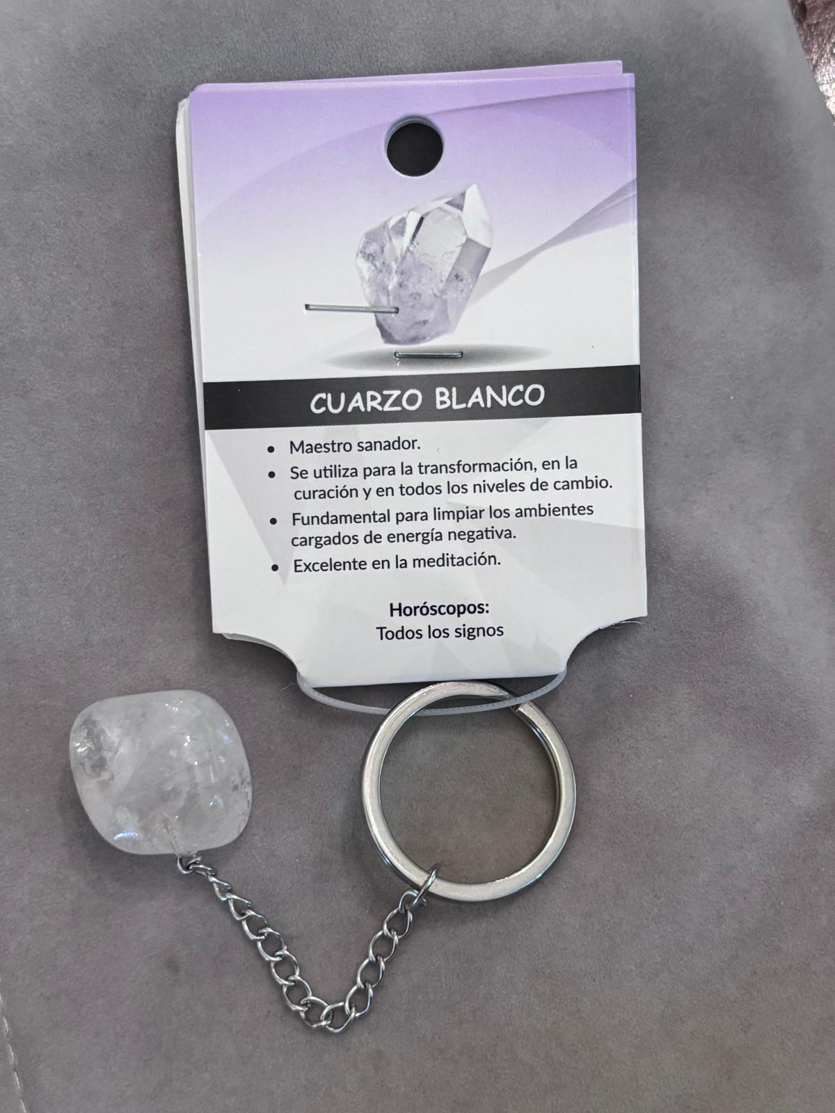 llavero piedra natural cuarzo maestro