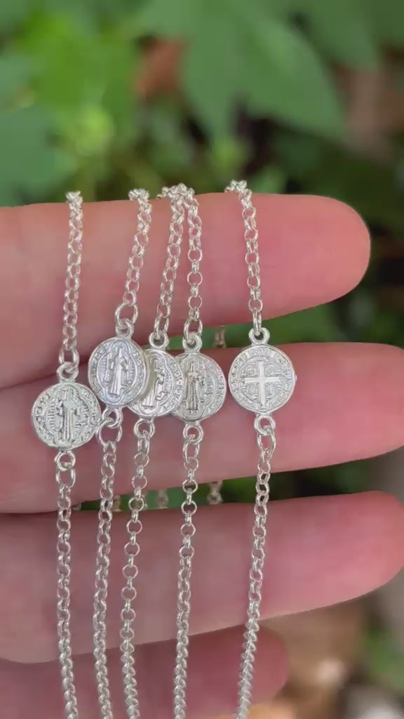 Pulsera Medalla San Benito · Plata 925
