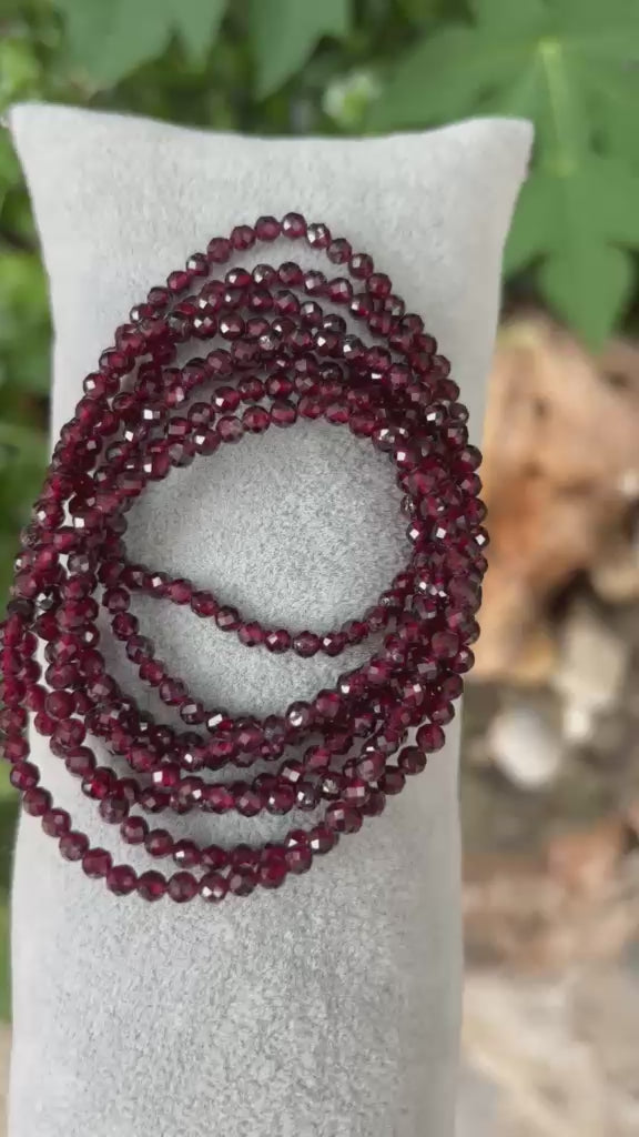 Pulsera Facetada Granate · Plata 925